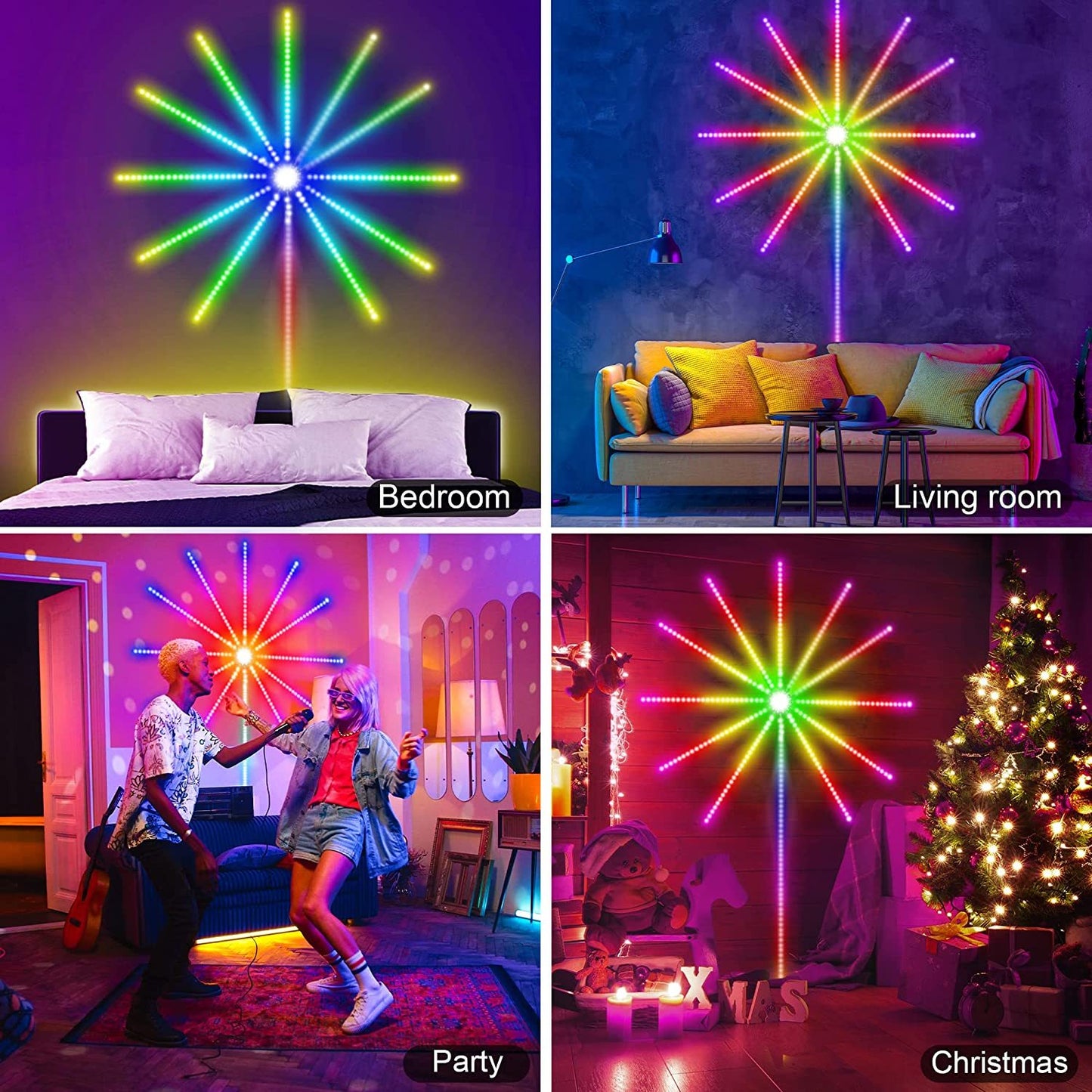 LED Firework Strip Lights – Music Sync & Color Changing