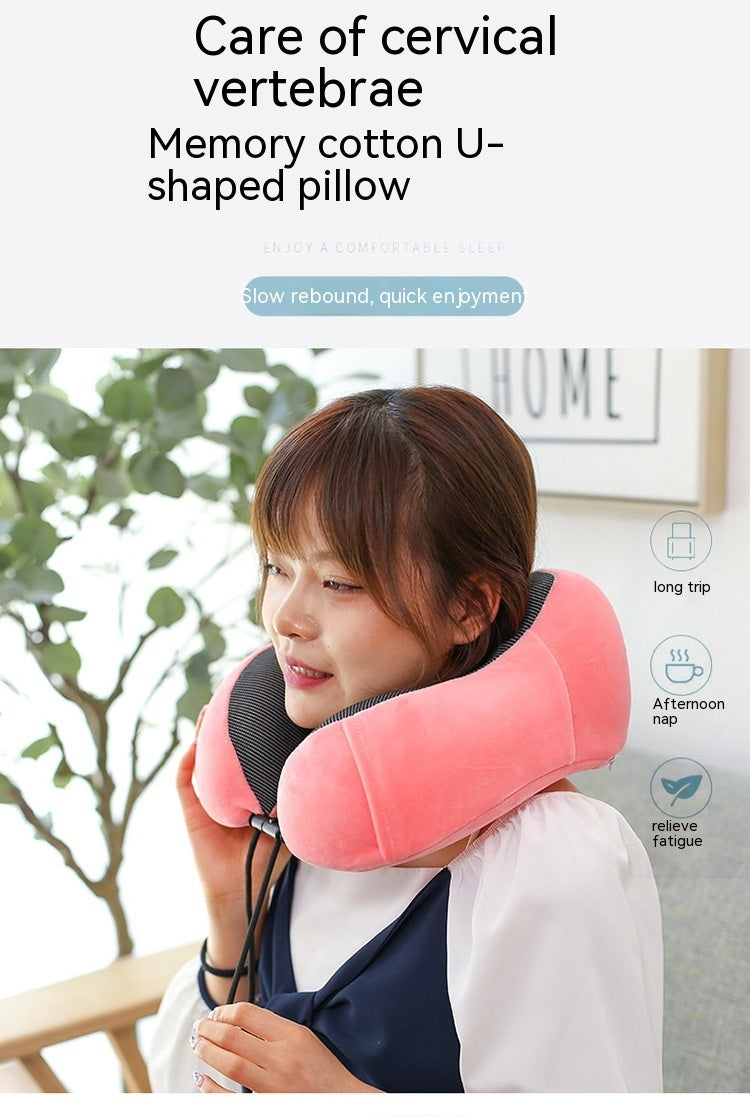 U-Shape Travel Neck Pillow – Memory Foam Cushion for Flights, Car & Home Naps