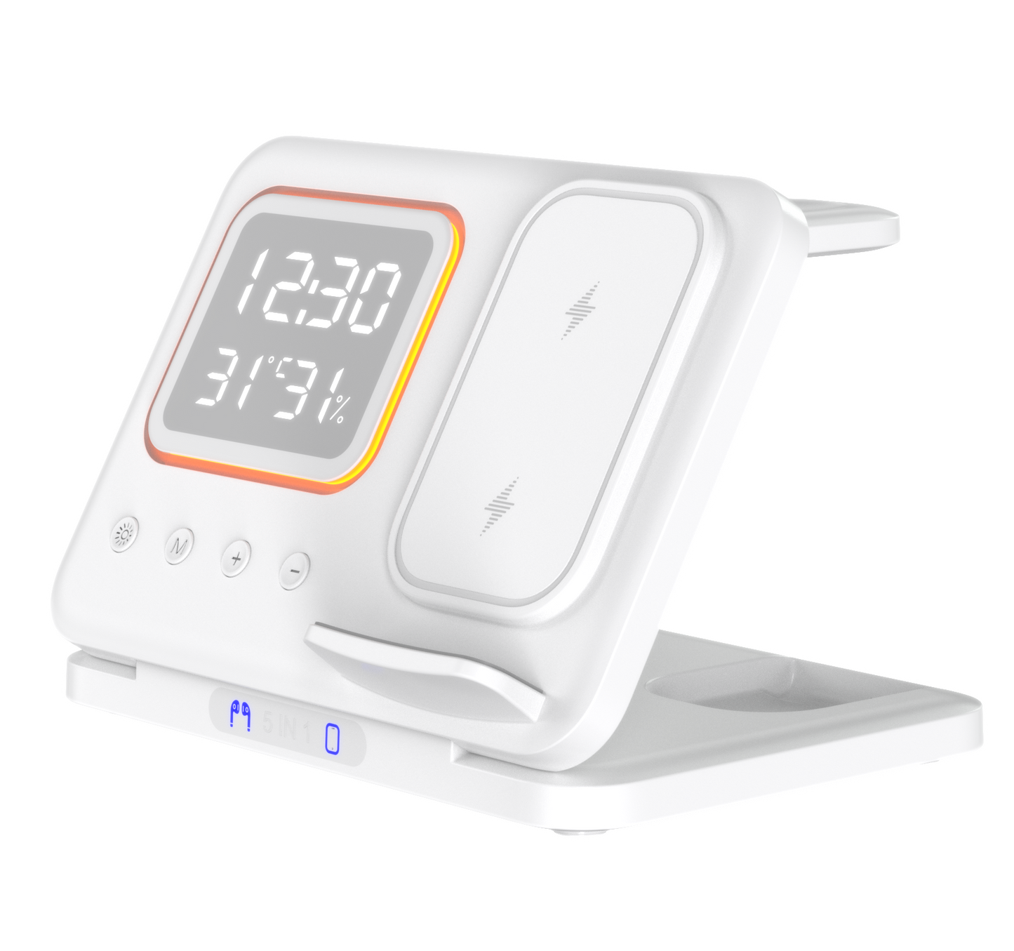 5-in-1 Magnetic Wireless Charging Station with Clock & LED Night Light