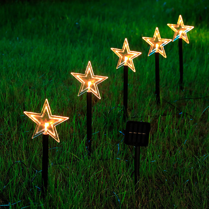 Solar Christmas Garden Lights – Star & Snowflake Lawn Decorations with Waterproof LED