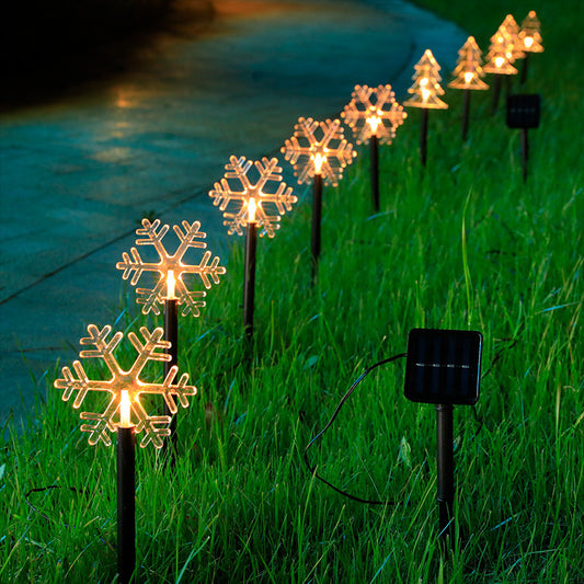 Solar Christmas Garden Lights – Star & Snowflake Lawn Decorations with Waterproof LED