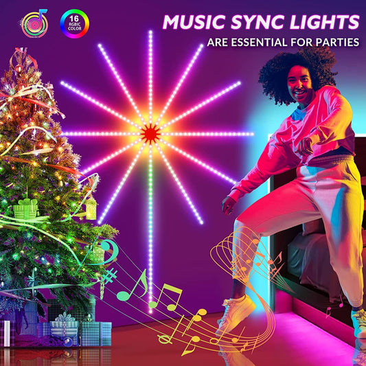 LED Firework Strip Lights – Music Sync & Color Changing