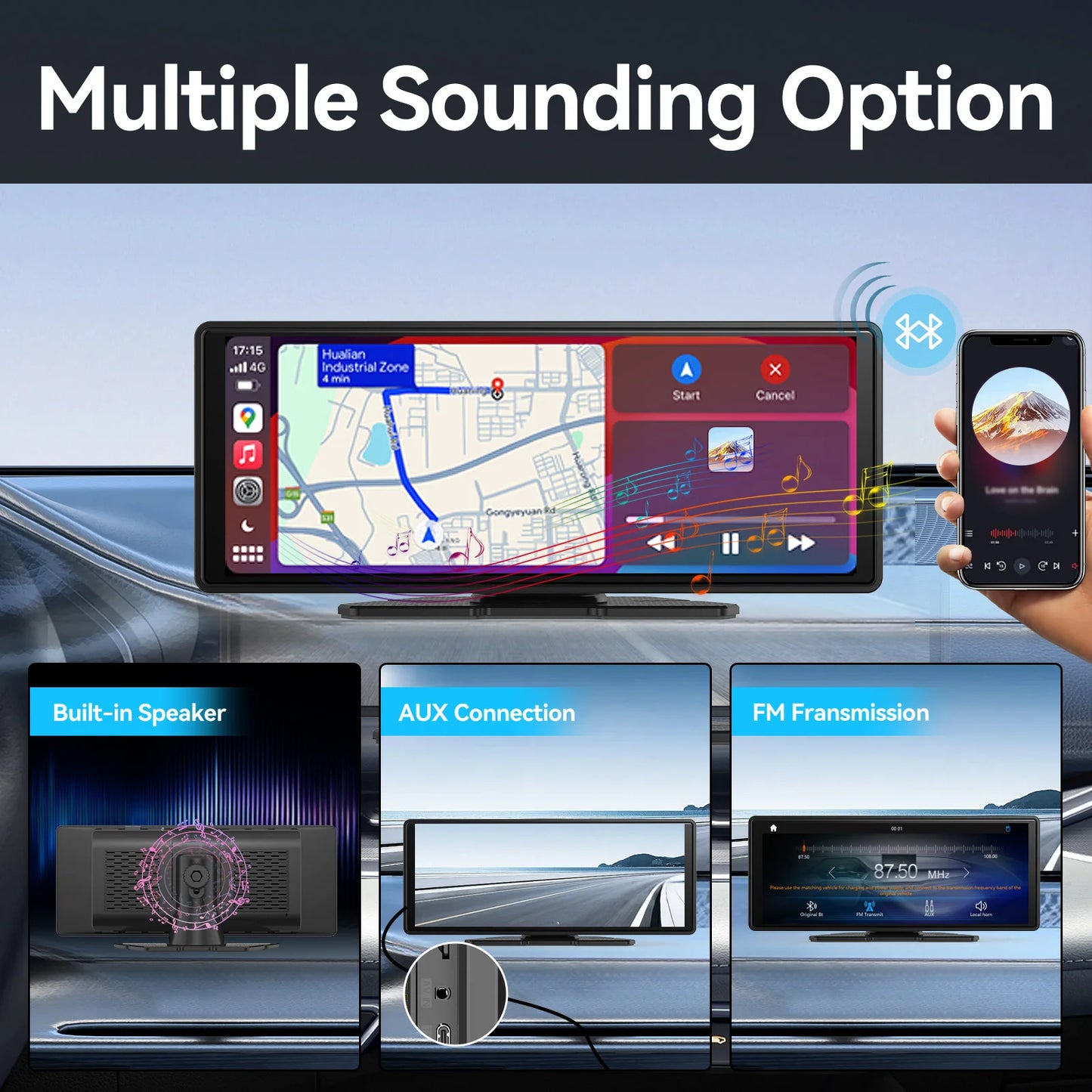Universal Wireless CarPlay Touchscreen Display