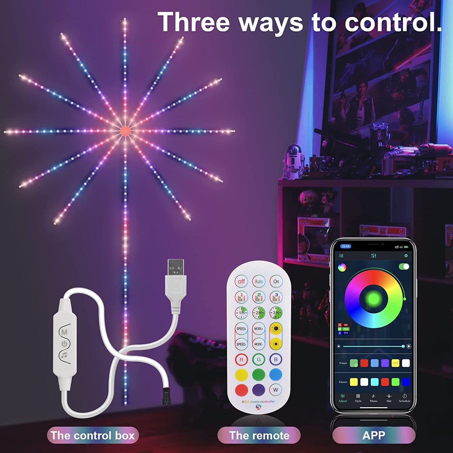 LED Firework Strip Lights – Music Sync & Color Changing