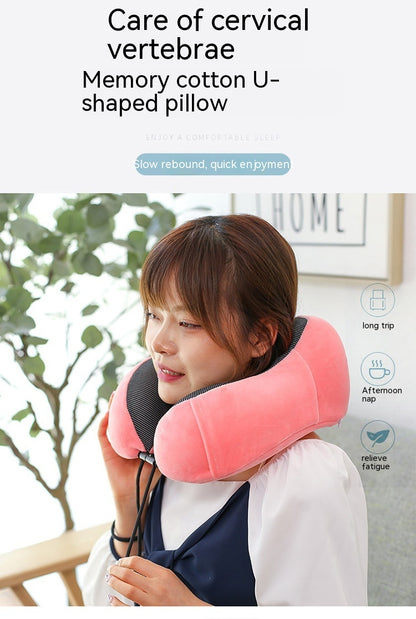 U-Shape Travel Neck Pillow – Memory Foam Cushion for Flights, Car & Home Naps
