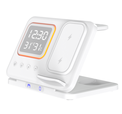 5-in-1 Magnetic Wireless Charging Station with Clock & LED Night Light