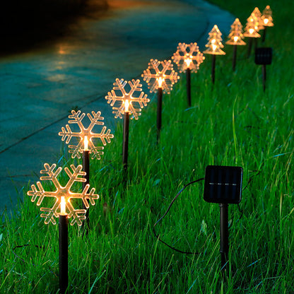 Solar Christmas Garden Lights – Star & Snowflake Lawn Decorations with Waterproof LED