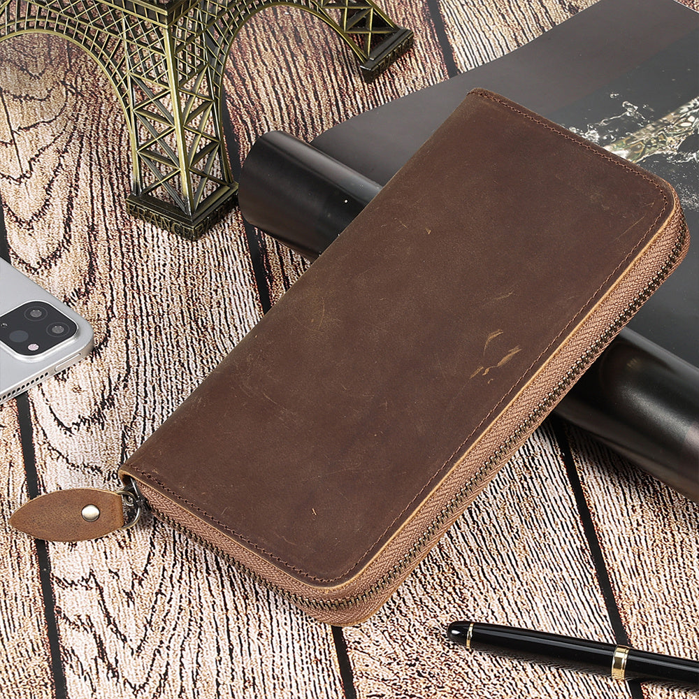 JOYIR Genuine Leather Long Wallet for Men – RFID Blocking Checkbook & Card Holder
