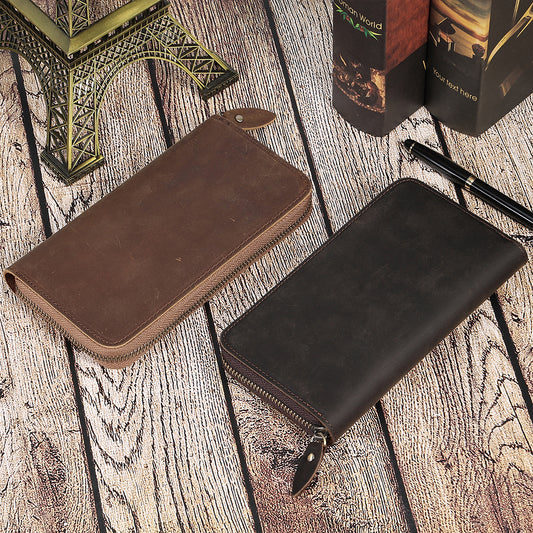 JOYIR Genuine Leather Long Wallet for Men – RFID Blocking Checkbook & Card Holder