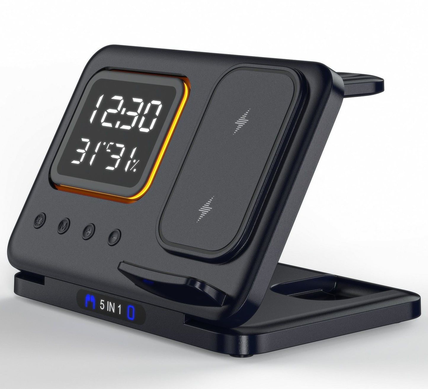 5-in-1 Magnetic Wireless Charging Station with Clock & LED Night Light