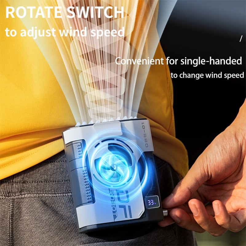 5000mAh Portable Waist & Neck Fan - Strong Wind, Multifunctional Power Bank