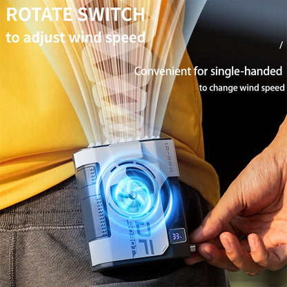 5000mAh Portable Waist & Neck Fan - Strong Wind, Multifunctional Power Bank